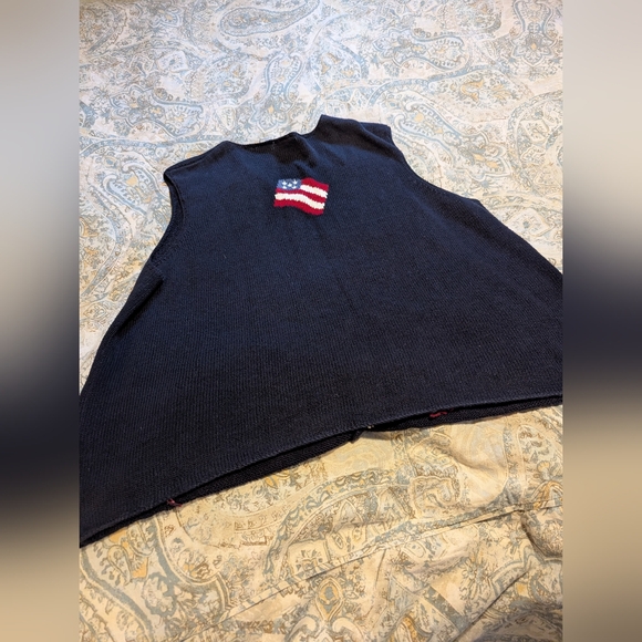 Vintage Christopher And Banks American Flag Vest Knit 2X - Picture 8 of 8